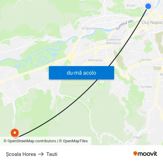 Harta de Școala Horea către Tauti