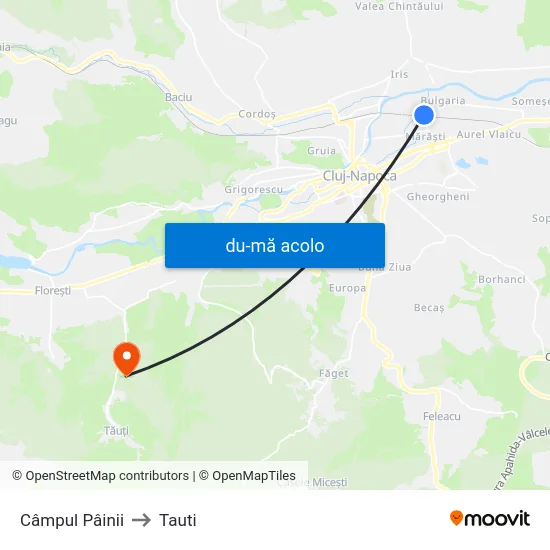 Harta de Câmpul Pâinii către Tauti