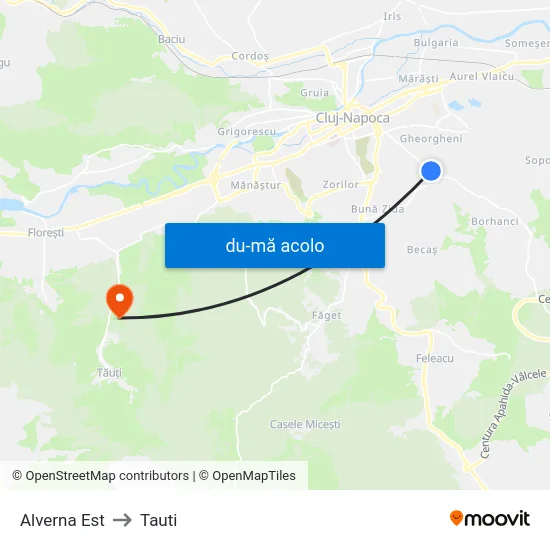 Harta de Alverna Est către Tauti