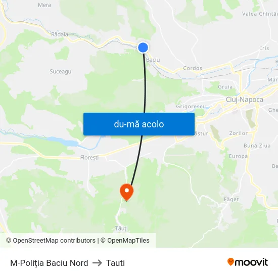 Harta de M-Poliția Baciu Nord către Tauti