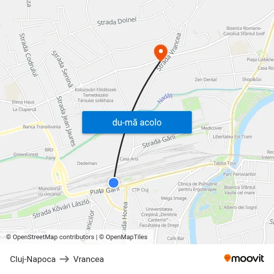 Harta de Cluj-Napoca către Vrancea