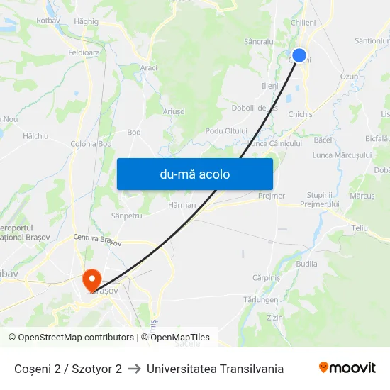 Harta de Coșeni 2 / Szotyor 2 către Universitatea Transilvania