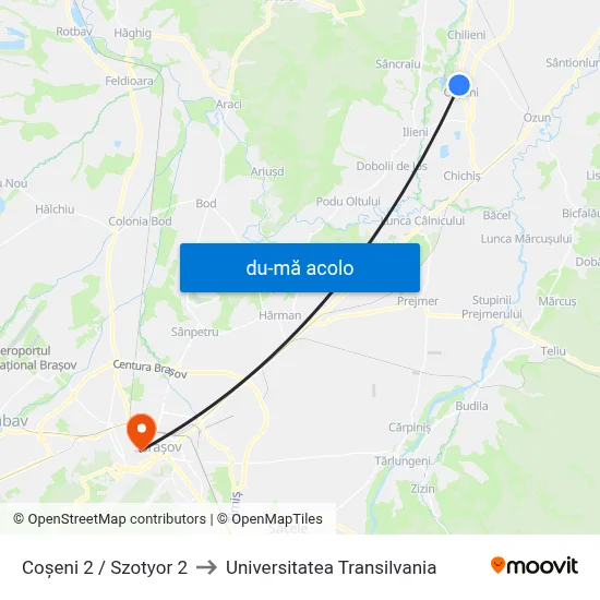 Harta de Coșeni 2 / Szotyor 2 către Universitatea Transilvania