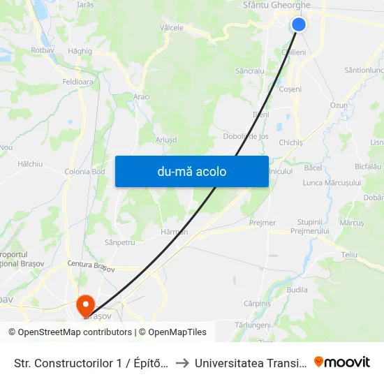 Harta de Str. Constructorilor 1 / Építők Útja 1 către Universitatea Transilvania