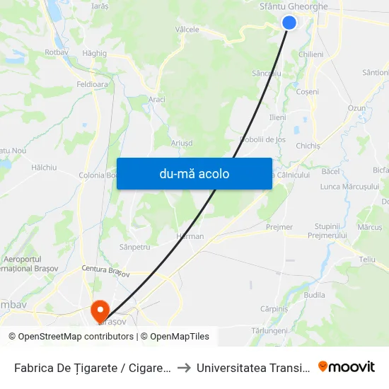 Harta de Fabrica De Țigarete / Cigarettagyár către Universitatea Transilvania