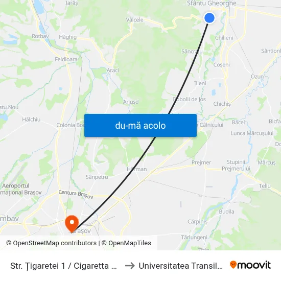 Harta de Str. Țigaretei 1 / Cigaretta Utca 1 către Universitatea Transilvania