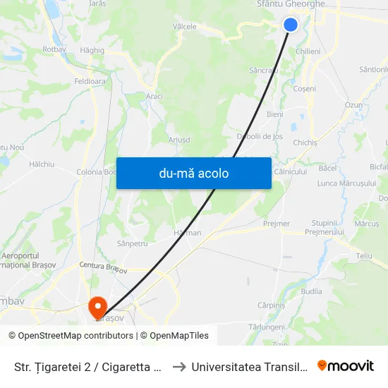 Harta de Str. Țigaretei 2 / Cigaretta Utca 2 către Universitatea Transilvania
