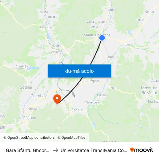 Harta de Gara Sfântu Gheorghe către Universitatea Transilvania Corp N