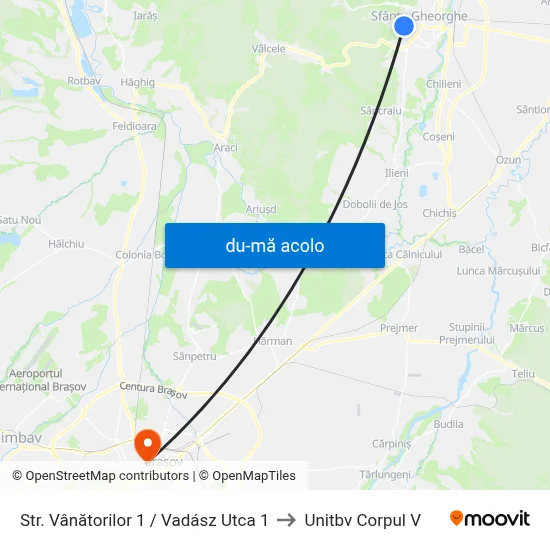 Harta de Str. Vânătorilor 1 /  Vadász Utca 1 către Unitbv Corpul V