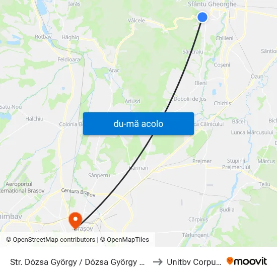 Harta de Str. Dózsa György / Dózsa György Utca către Unitbv Corpul V