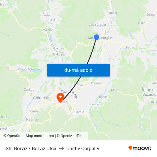 Harta de Str. Borvíz / Borvíz Utca către Unitbv Corpul V