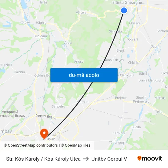Harta de Str. Kós Károly / Kós Károly Utca către Unitbv Corpul V