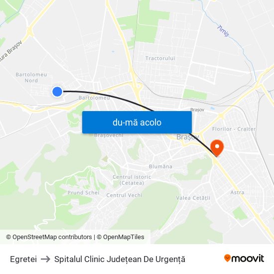 Harta de Egretei către Spitalul Clinic Județean De Urgență