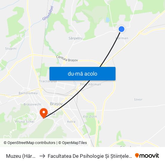 Harta de Muzeu (Hărman) către Facultatea De Psihologie Și Științele Educației