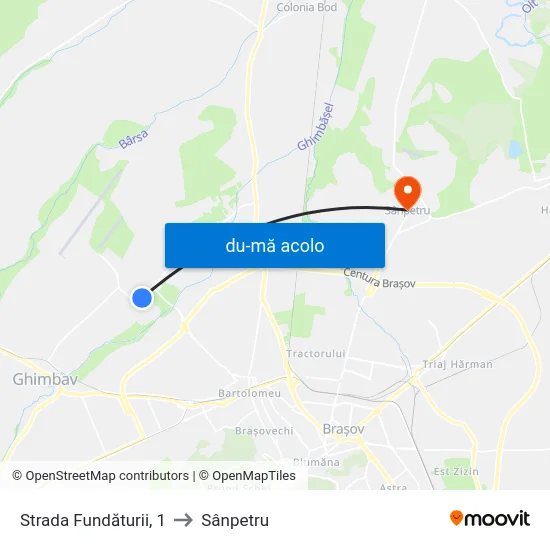 Harta de Strada Fundăturii, 1 către Sânpetru