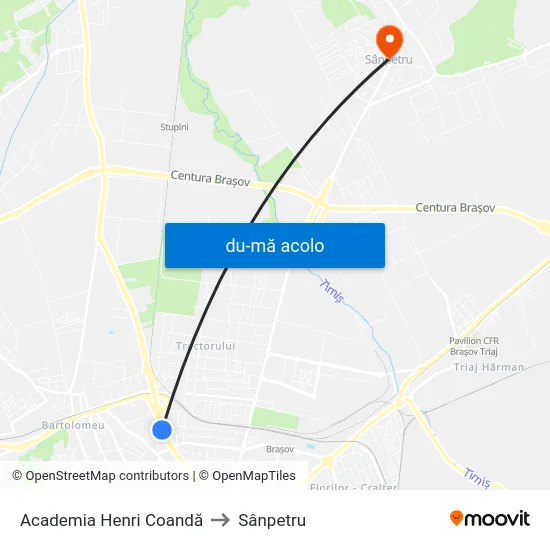 Harta de Academia Henri Coandă către Sânpetru