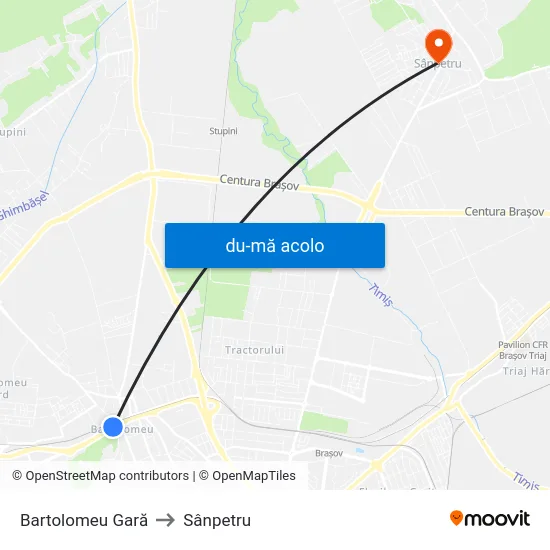 Harta de Bartolomeu Gară către Sânpetru