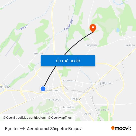 Harta de Egretei către Aerodromul Sânpetru-Brașov