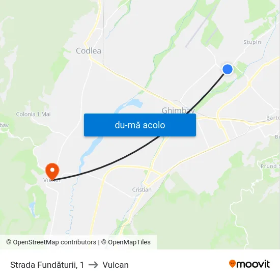 Harta de Strada Fundăturii, 1 către Vulcan