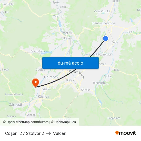 Harta de Coșeni 2 / Szotyor 2 către Vulcan