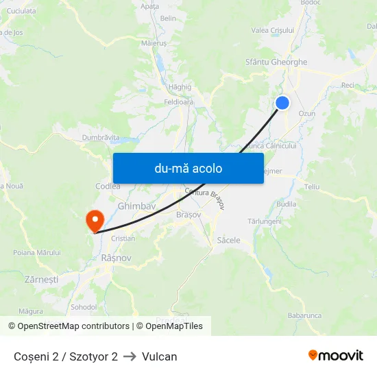 Harta de Coșeni 2 / Szotyor 2 către Vulcan