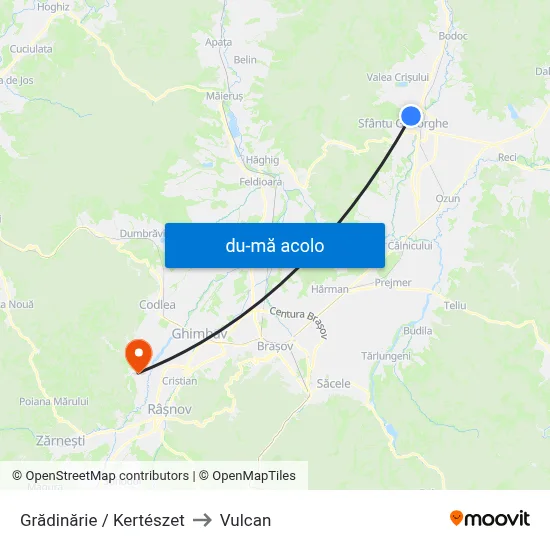 Harta de Grădinărie / Kertészet către Vulcan