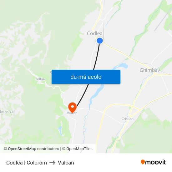 Harta de Codlea | Colorom către Vulcan