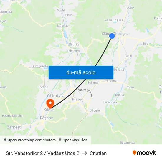Harta de Str. Vânătorilor 2 /  Vadász Utca 2 către Cristian