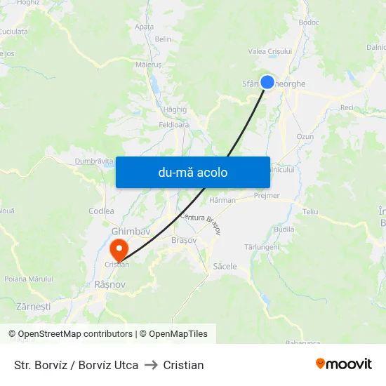 Harta de Str. Borvíz / Borvíz Utca către Cristian