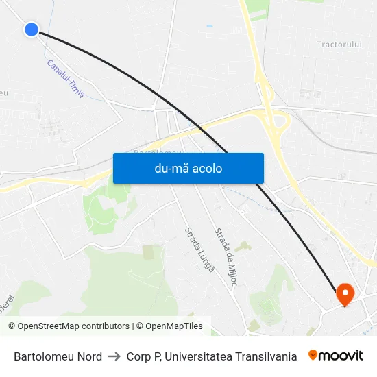 Harta de Bartolomeu Nord către Corp P, Universitatea Transilvania