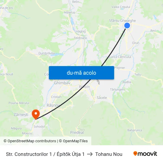 Harta de Str. Constructorilor 1 / Építők Útja 1 către Tohanu Nou