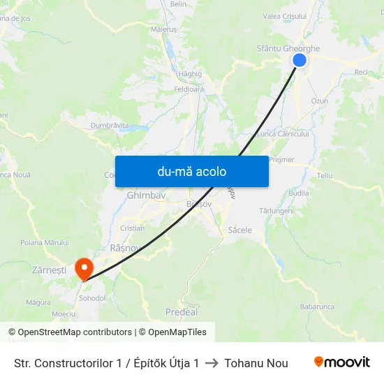 Harta de Str. Constructorilor 1 / Építők Útja 1 către Tohanu Nou