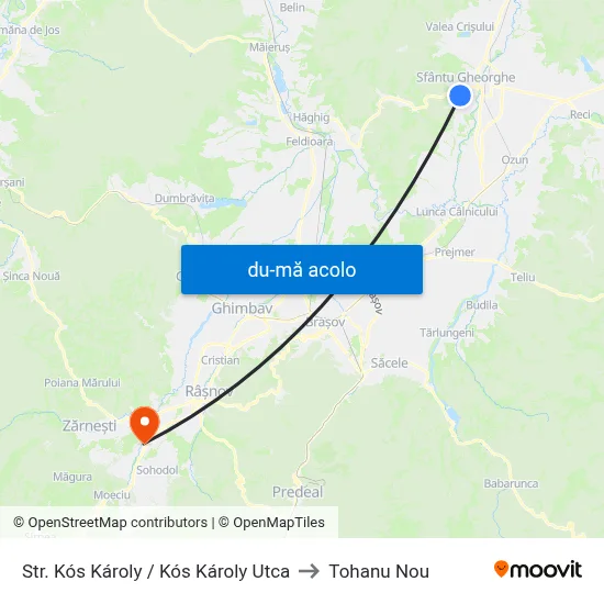 Harta de Str. Kós Károly / Kós Károly Utca către Tohanu Nou