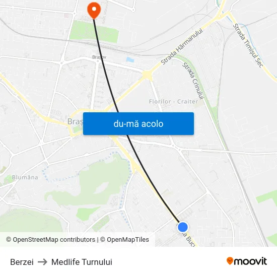 Harta de Berzei către Medlife Turnului