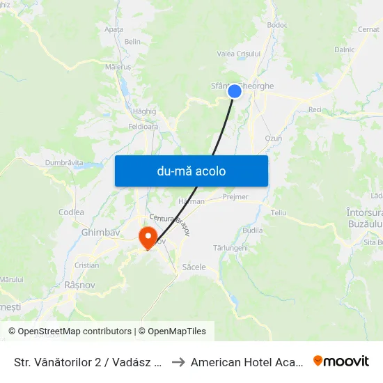 Harta de Str. Vânătorilor 2 /  Vadász Utca 2 către American Hotel Academy
