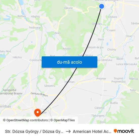 Harta de Str. Dózsa György / Dózsa György Utca către American Hotel Academy