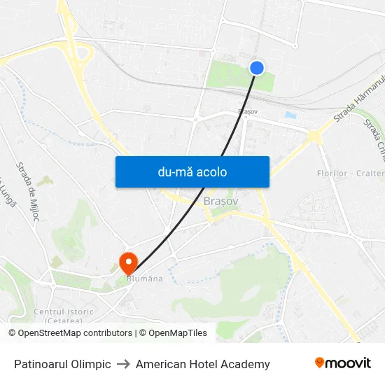 Harta de Patinoarul Olimpic către American Hotel Academy