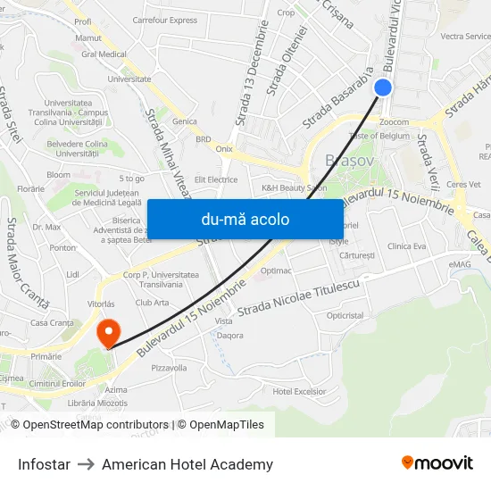 Harta de Infostar către American Hotel Academy