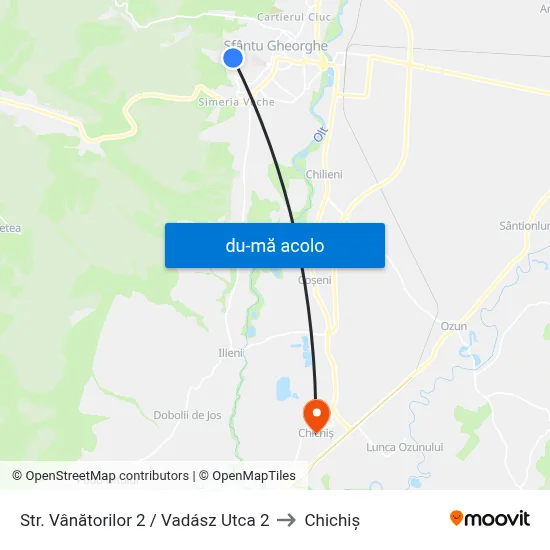 Harta de Str. Vânătorilor 2 /  Vadász Utca 2 către Chichiș