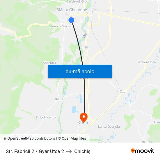 Harta de Str. Fabricii 2 / Gyár Utca 2 către Chichiș