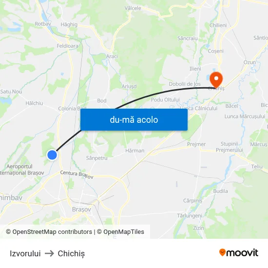 Harta de Izvorului către Chichiș
