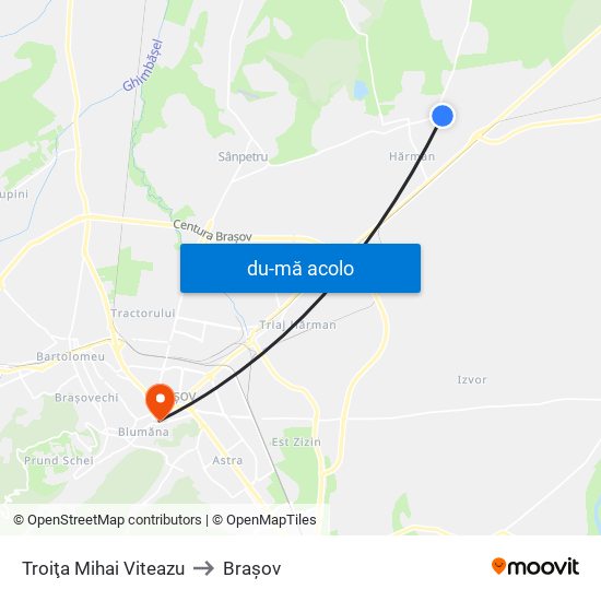 Harta de Troiţa Mihai Viteazu către Braşov