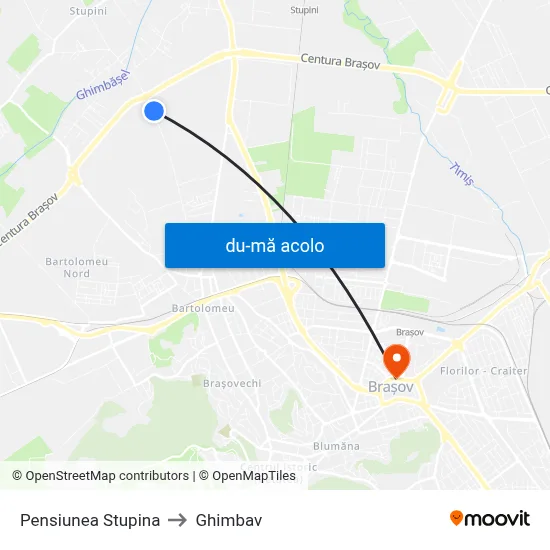 Harta de Pensiunea Stupina către Ghimbav