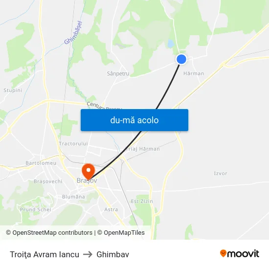 Harta de Troiţa Avram Iancu către Ghimbav
