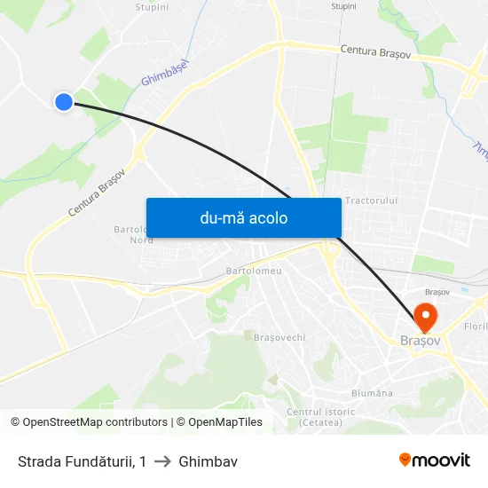 Harta de Strada Fundăturii, 1 către Ghimbav