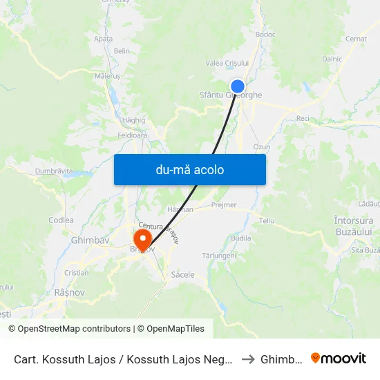 Harta de Cart. Kossuth Lajos / Kossuth Lajos Negyed către Ghimbav