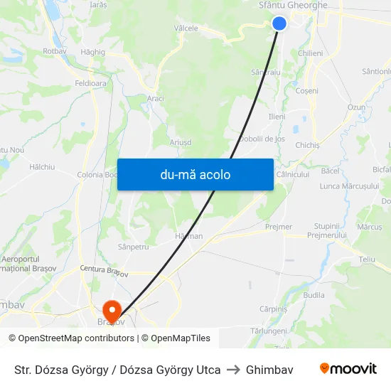 Harta de Str. Dózsa György / Dózsa György Utca către Ghimbav