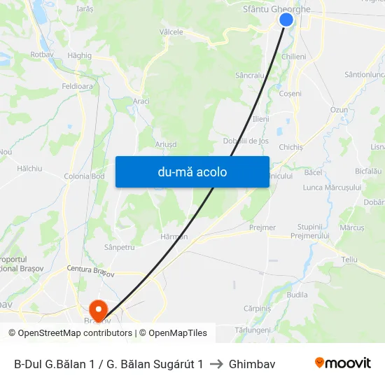 Harta de B-Dul G.Bălan 1 / G. Bălan Sugárút 1 către Ghimbav