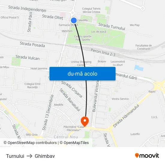 Harta de Turnului către Ghimbav