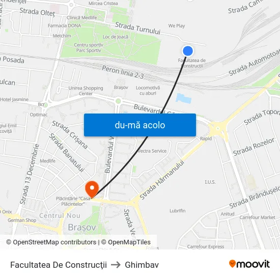 Harta de Facultatea De Construcţii către Ghimbav